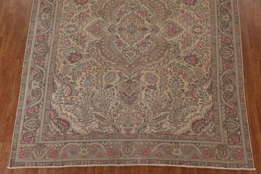 Distressed Floral Tabriz Persian Area Rug 8x11