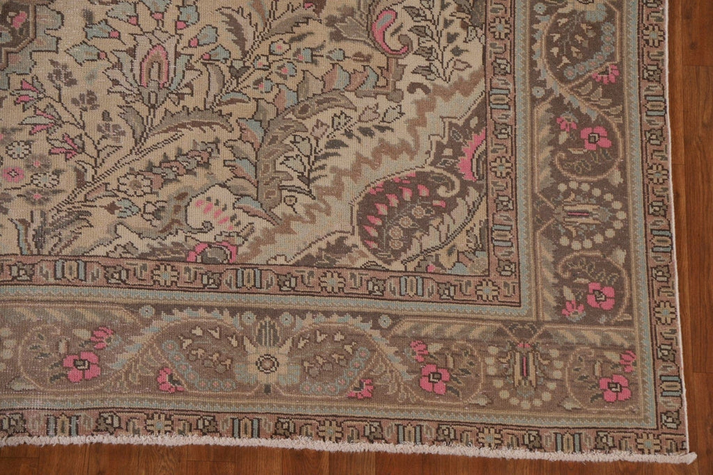 Distressed Floral Tabriz Persian Area Rug 8x11