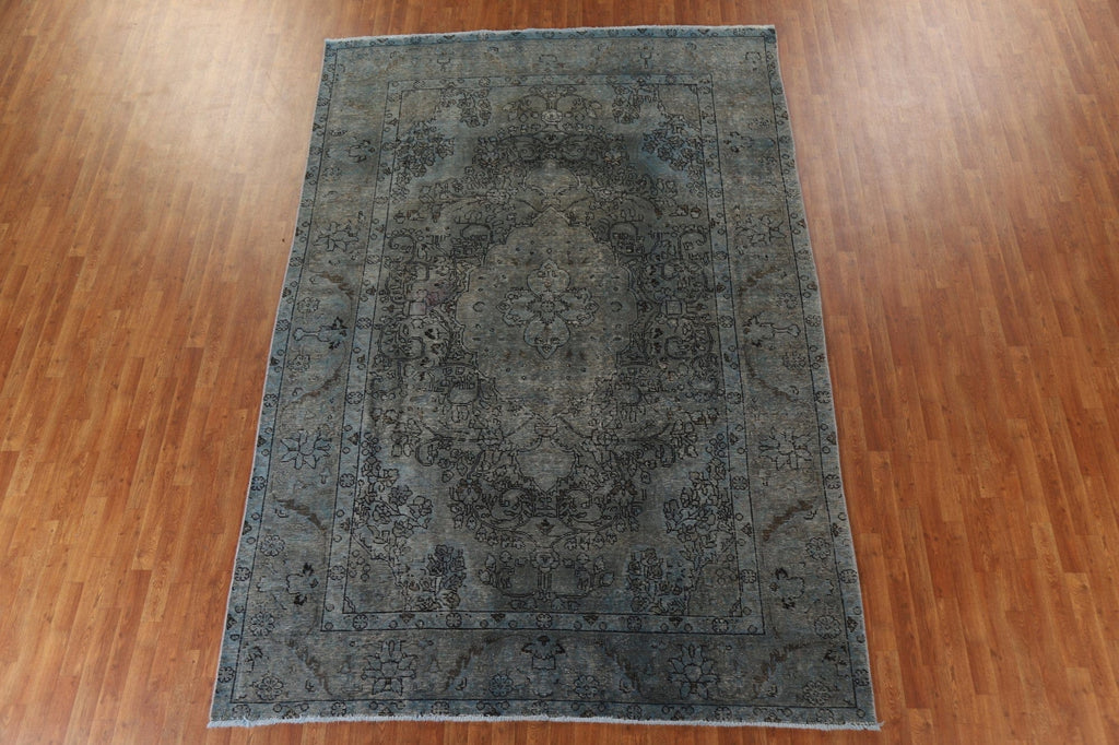 Distressed Over-Dyed Tabriz Persian Area Rug 8x12