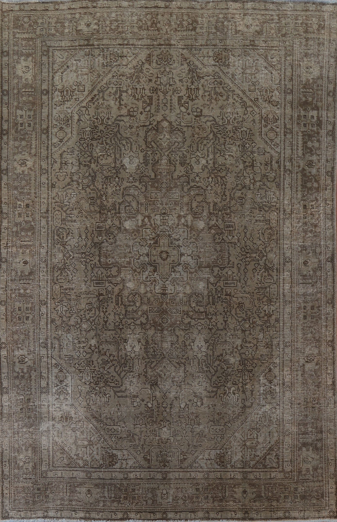 Distressed Geometric Tabriz Persian Area Rug 8x11