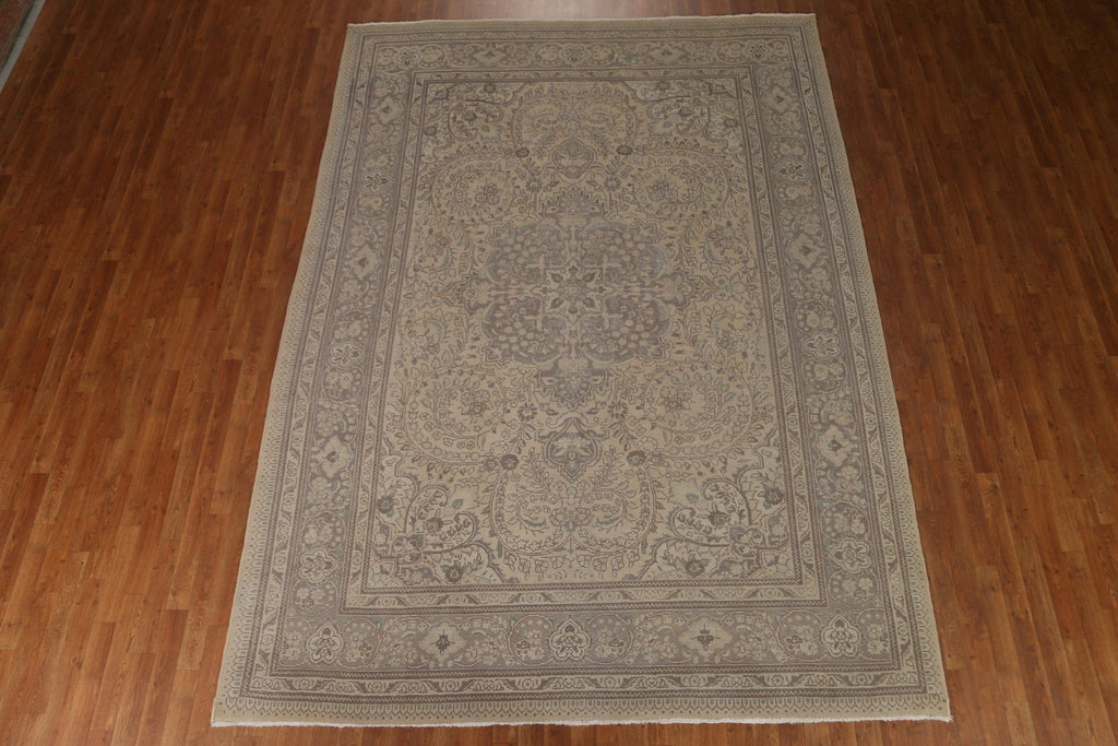 Vintage Distressed Tabriz Persian Area Rug 8x11