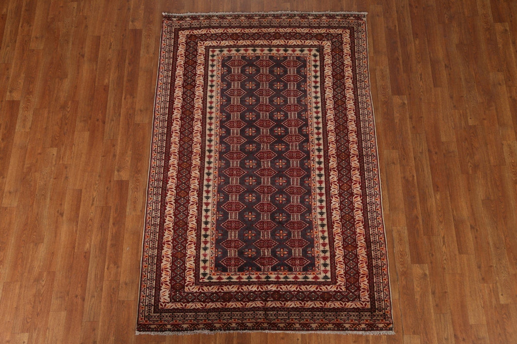 Vintage Wool Turkoman Persian Area Rug 4x6