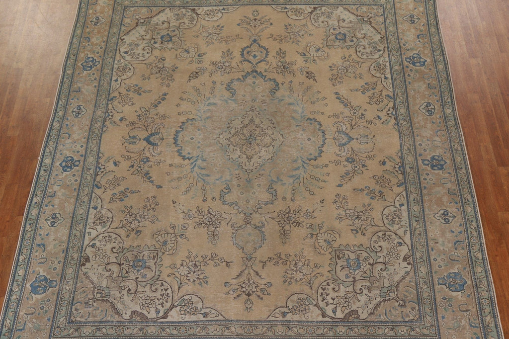 Vintage Distressed Tabriz Persian Area Rug 10x12