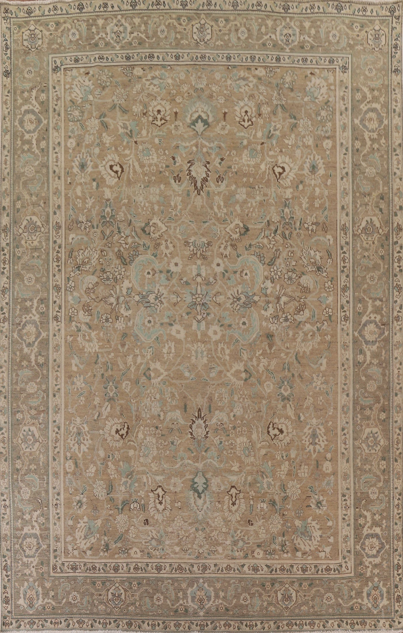 Distressed Floral Tabriz Persian Area Rug 10x13