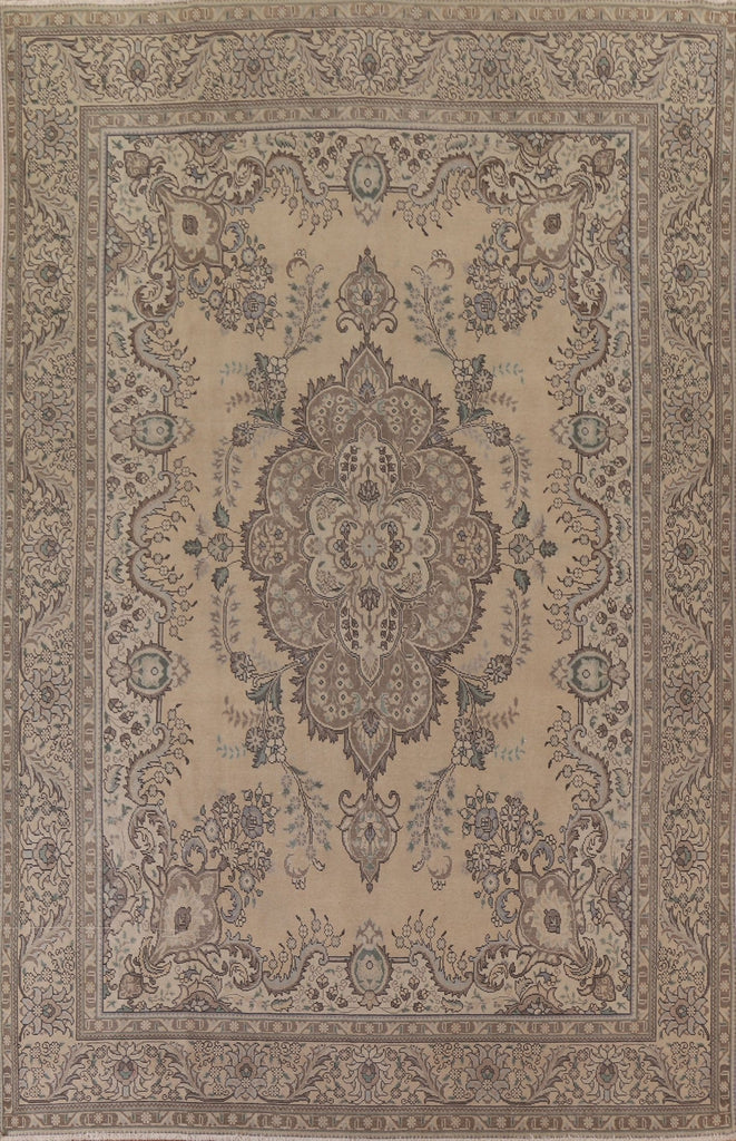 Distressed Wool Tabriz Persian Area Rug 9x13