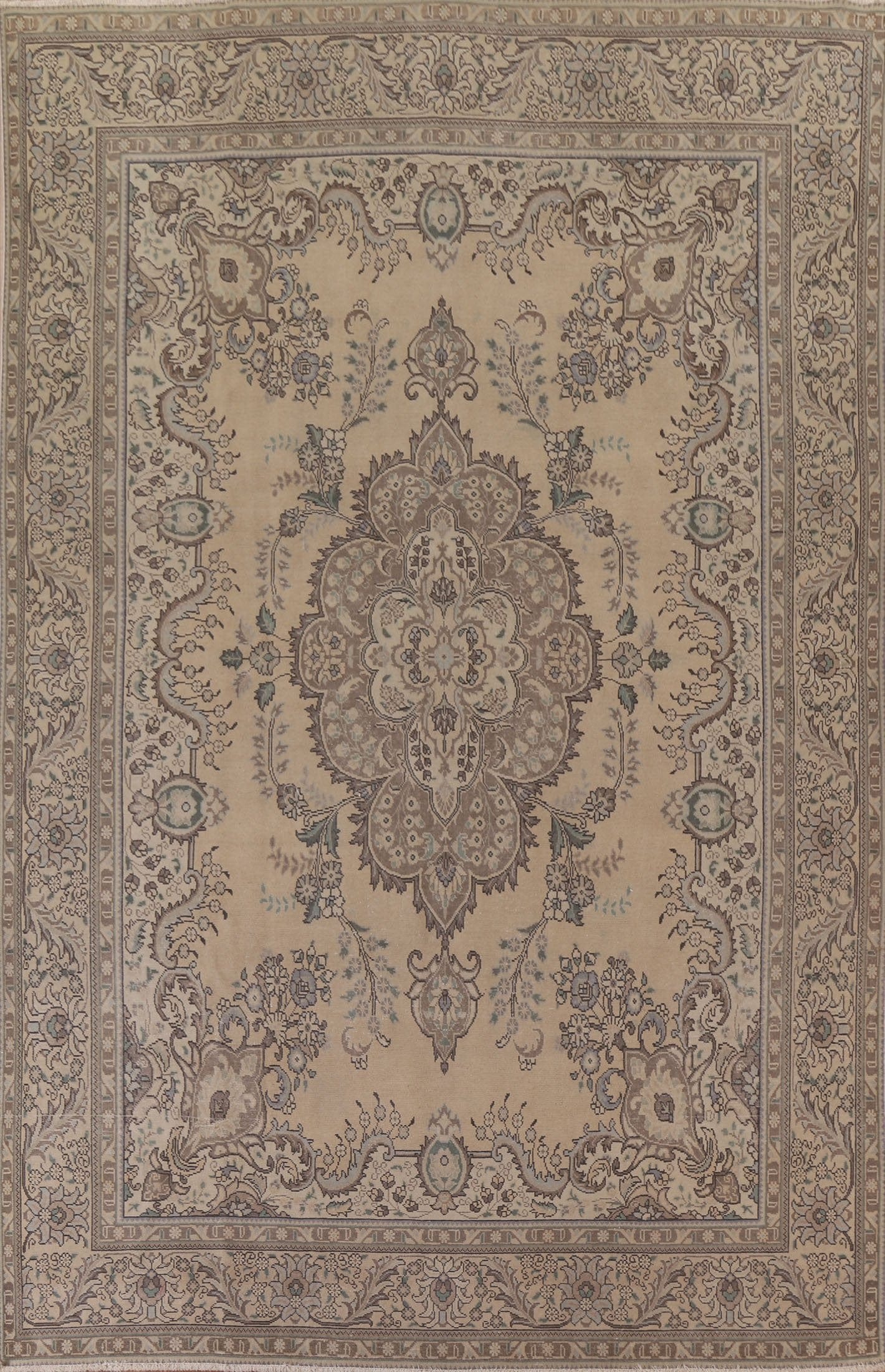 Distressed Wool Tabriz Persian Area Rug 9x13