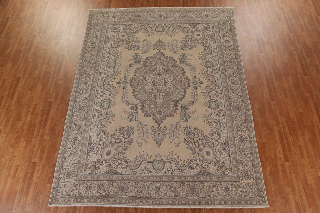 Distressed Wool Tabriz Persian Area Rug 9x13