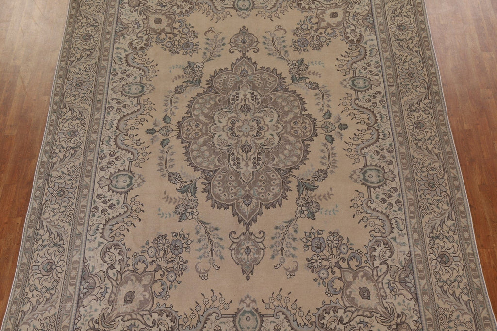 Distressed Wool Tabriz Persian Area Rug 9x13