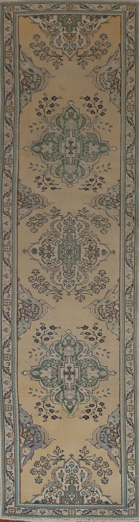 Distressed Tabriz Persian Runner Rug 3x11