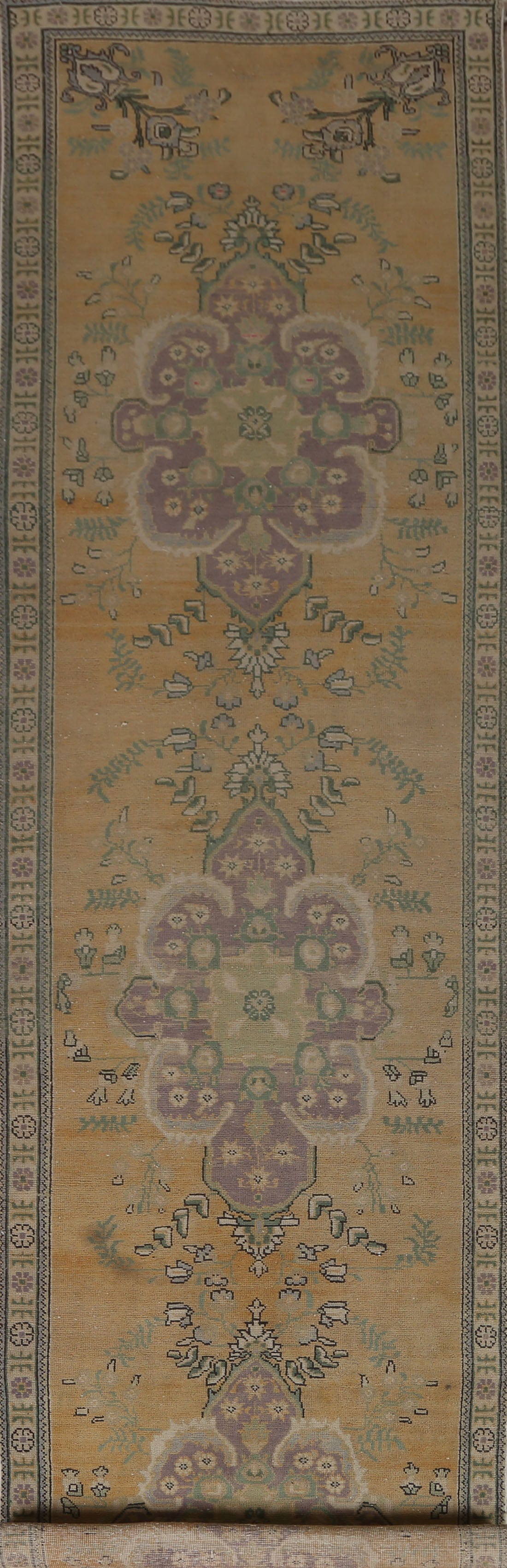 Distressed Tabriz Persian Runner Rug 3x13