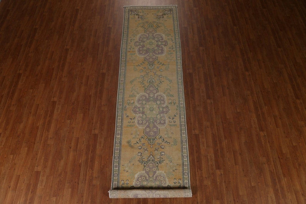 Distressed Tabriz Persian Runner Rug 3x13