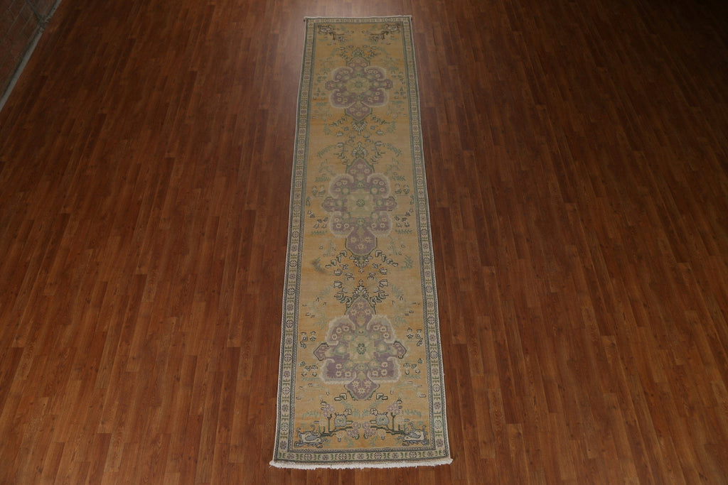 Distressed Tabriz Persian Runner Rug 3x13