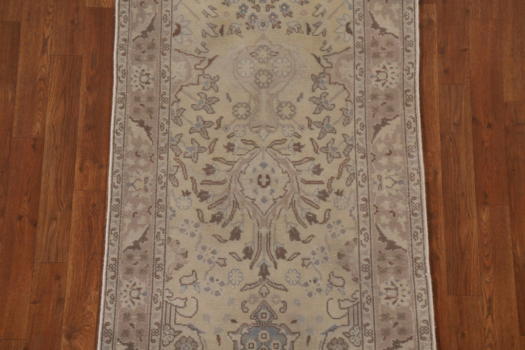 Distressed Tabriz Persian Runner Rug 3x16