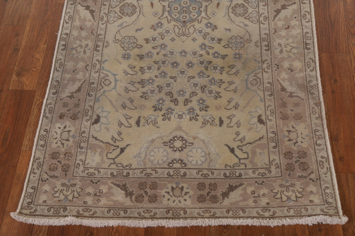 Distressed Tabriz Persian Runner Rug 3x16