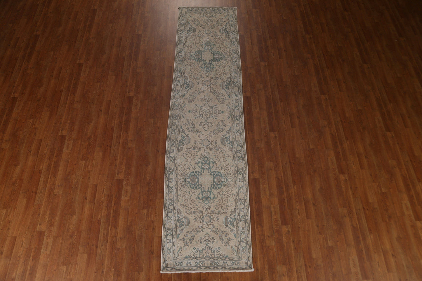 Distressed Vintage Tabriz Persian Runner Rug 3x11