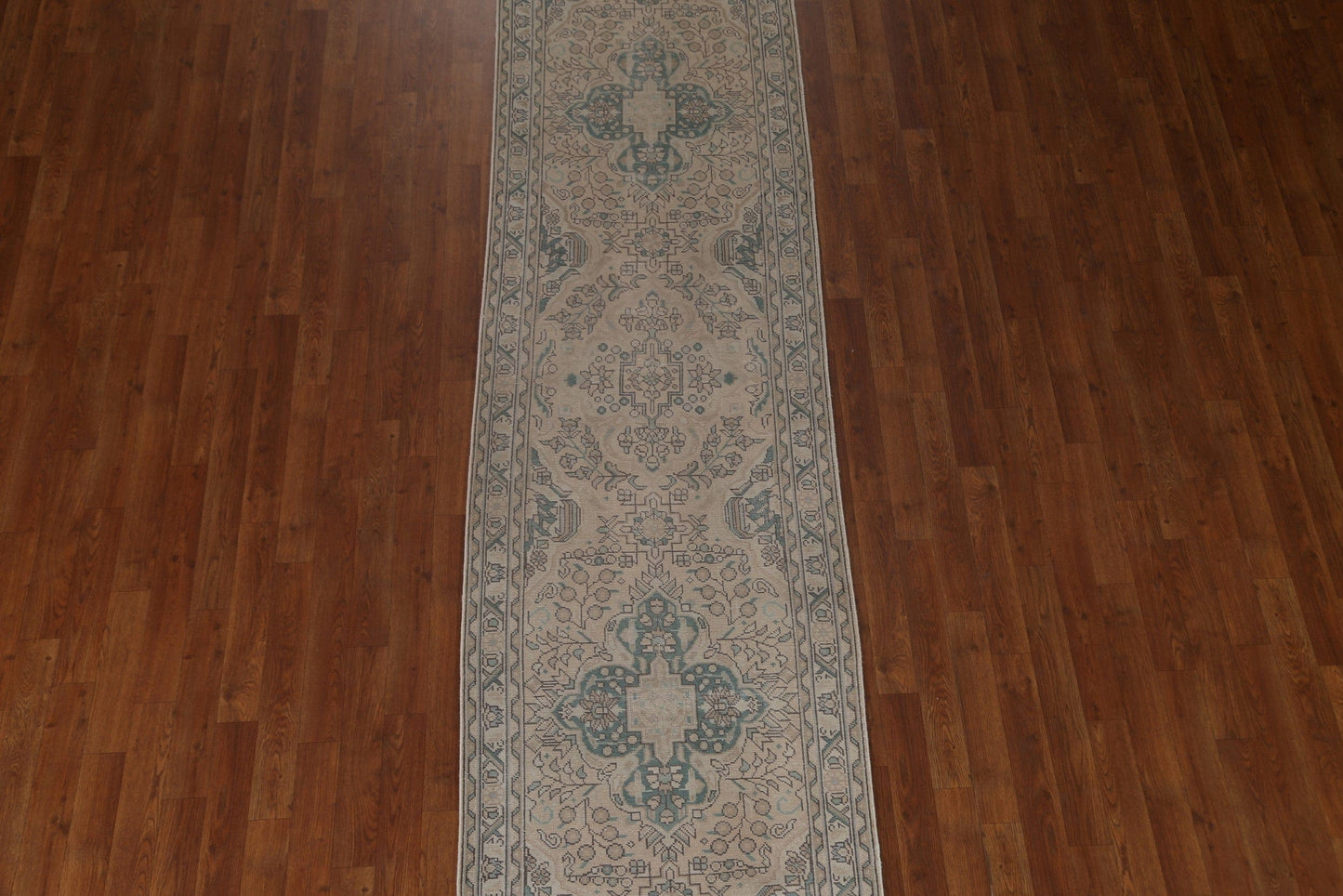 Distressed Vintage Tabriz Persian Runner Rug 3x11