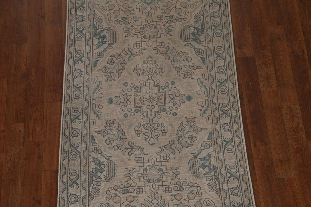 Distressed Vintage Tabriz Persian Runner Rug 3x11