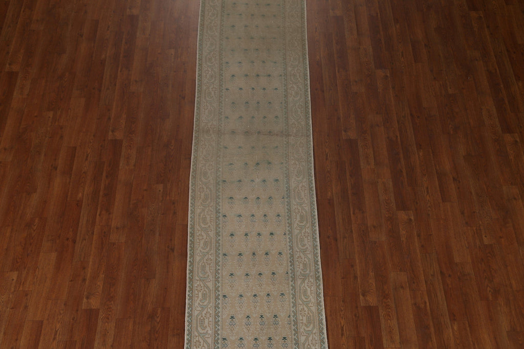 Distressed Tabriz Persian Runner Rug 2x12