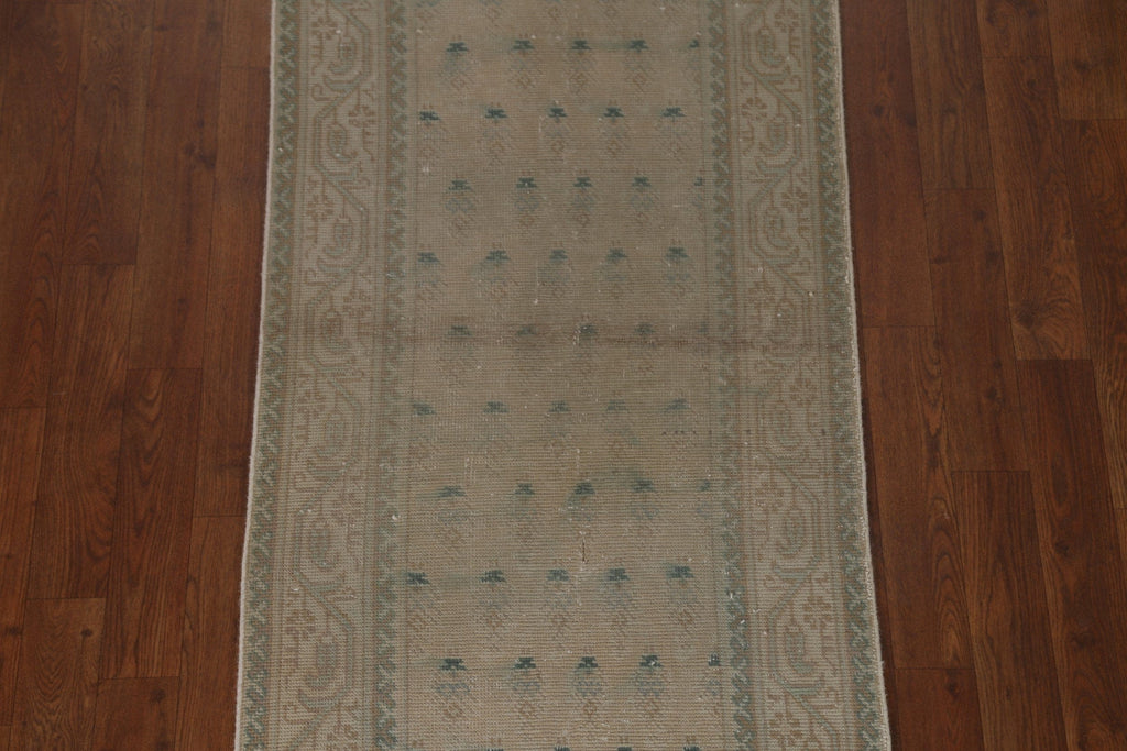 Distressed Tabriz Persian Runner Rug 2x12