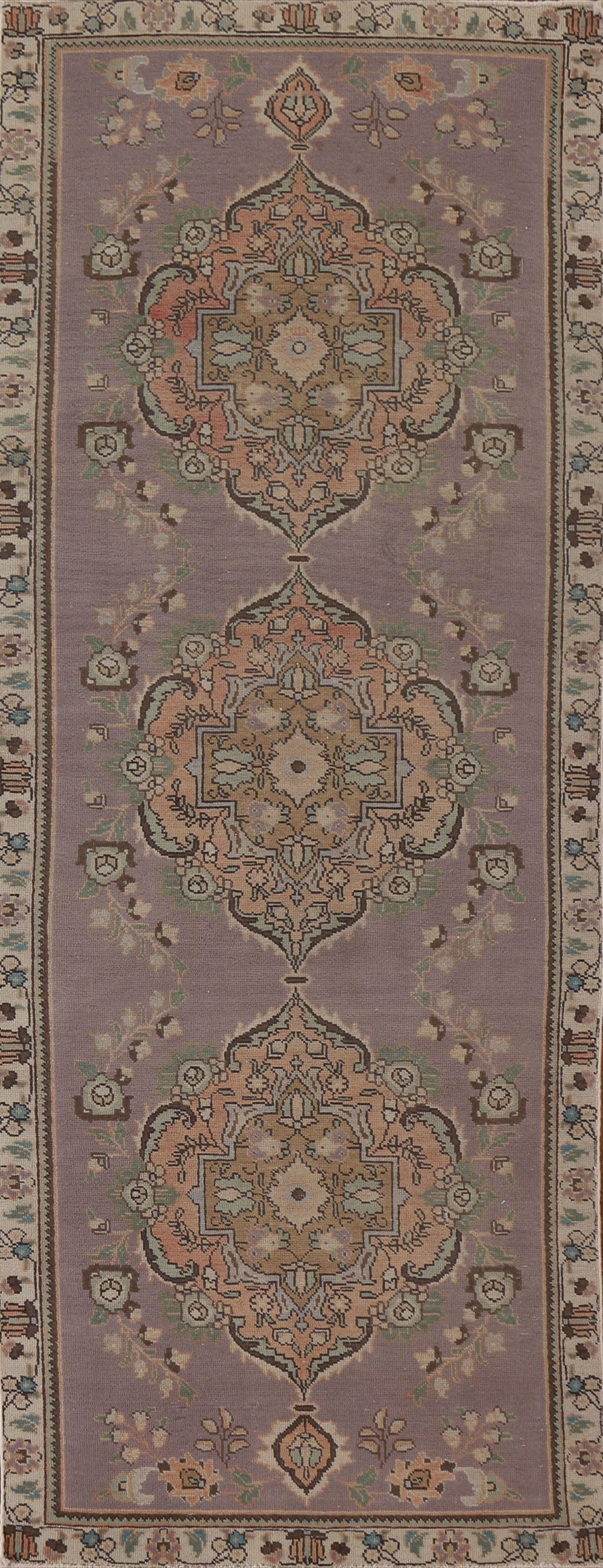 Light Purple Tabriz Persian Runner Rug 3x9