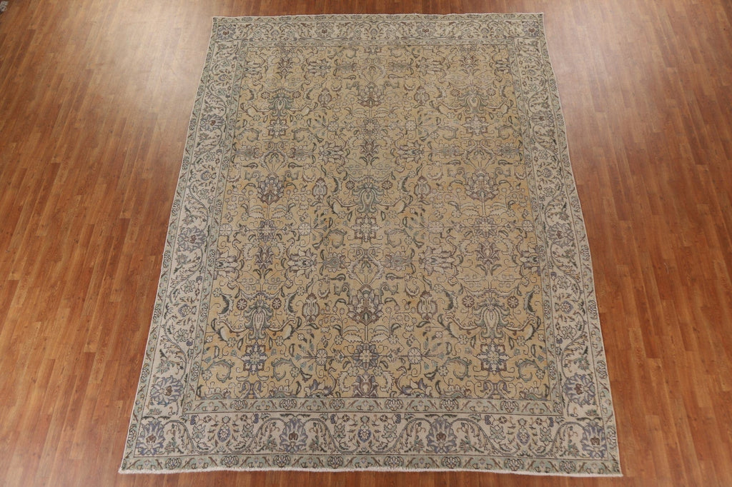 Distressed Floral Tabriz Persian Area Rug 10x13