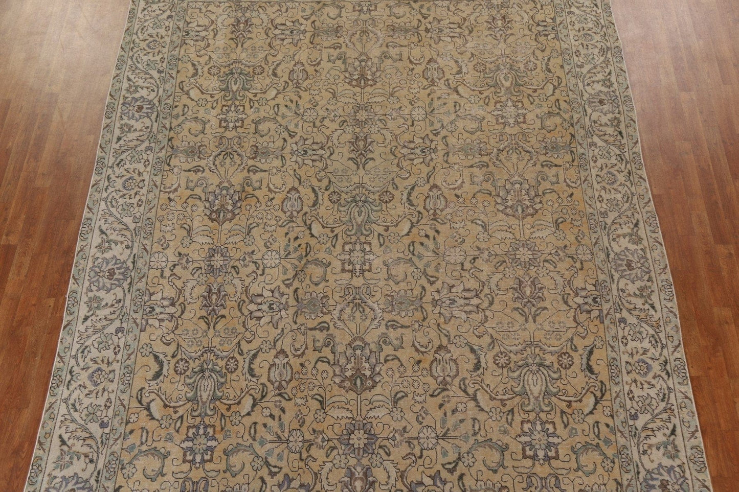 Distressed Floral Tabriz Persian Area Rug 10x13