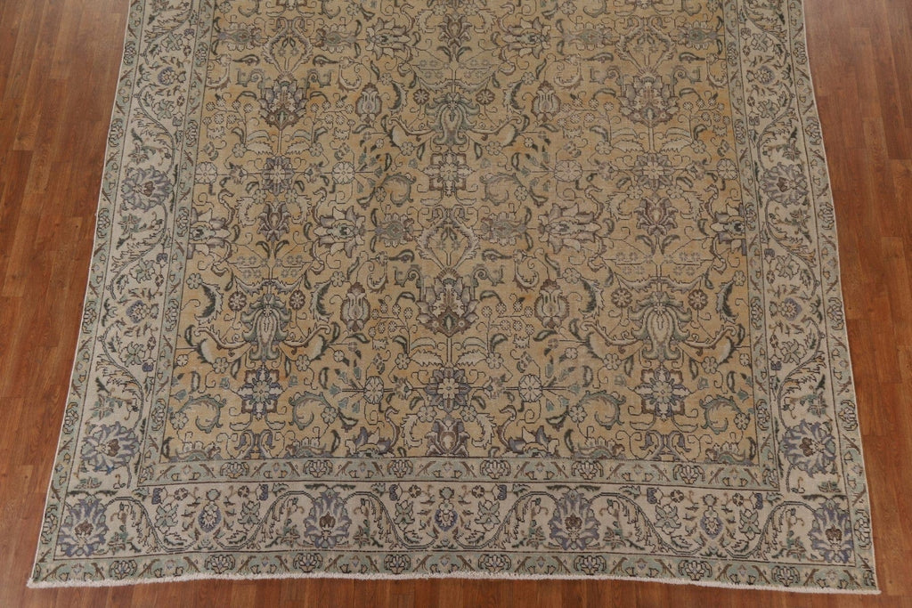 Distressed Floral Tabriz Persian Area Rug 10x13