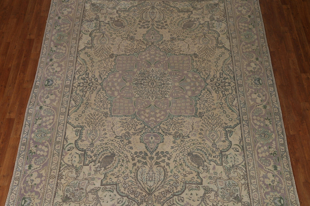 Distressed Floral Tabriz Persian Area Rug 8x11