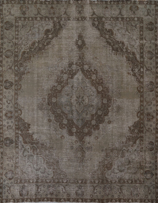 Distressed Over-Dyed Tabriz Persian Area Rug 9x11