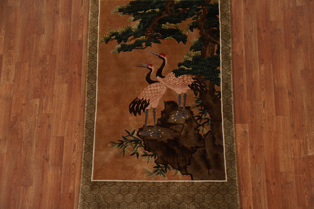 Animal Pictorial Art Deco 100% Silk Area Rug 3x5