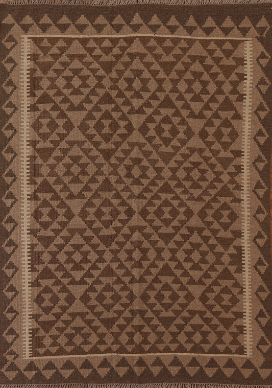 Brown Kilim Tribal Area Rug 5x6