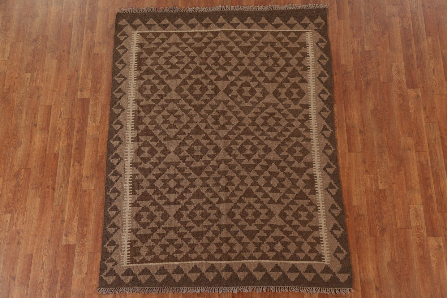 Brown Kilim Tribal Area Rug 5x6