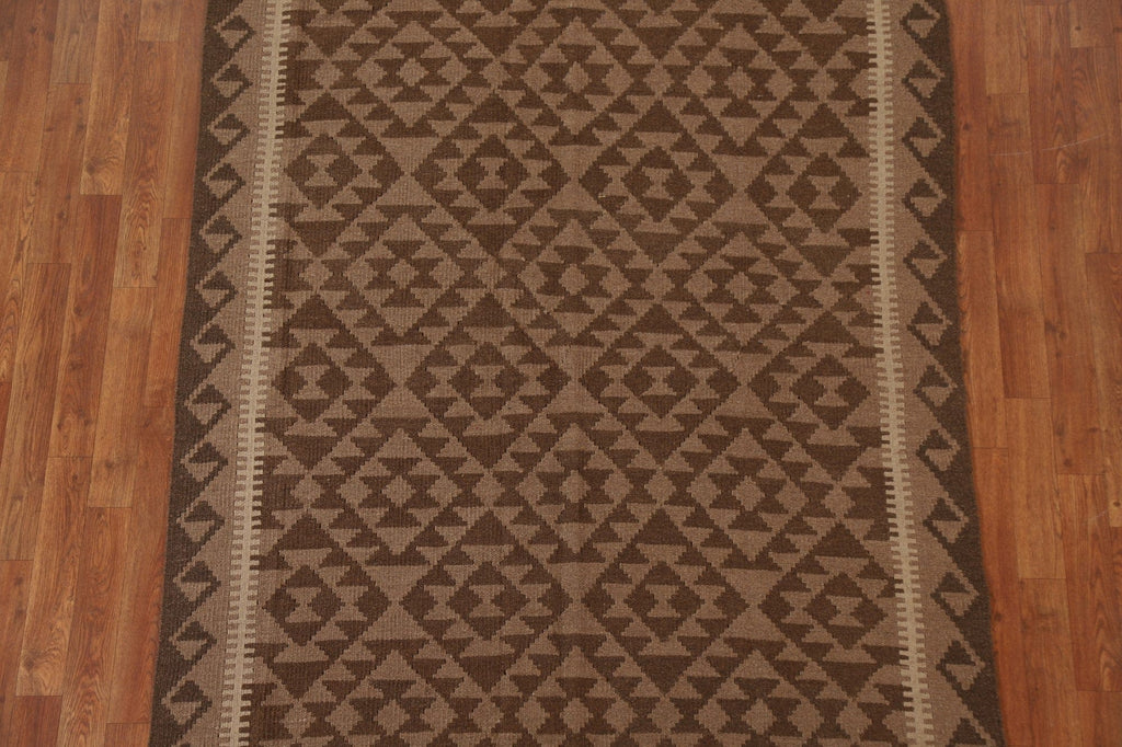 Brown Kilim Tribal Area Rug 5x6