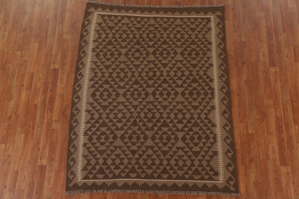 Geometric Kilim Wool Area Rug 5x7