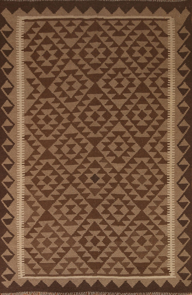 Brown Kilim Tribal Area Rug 5x7