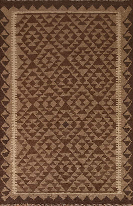 Brown Kilim Tribal Area Rug 5x7