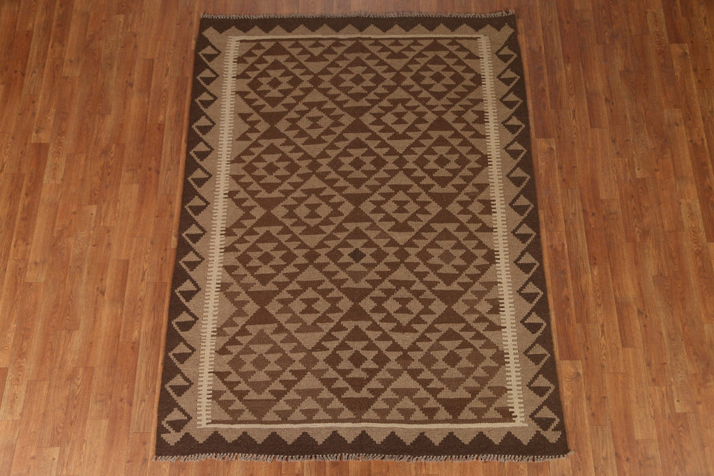 Brown Kilim Tribal Area Rug 5x7