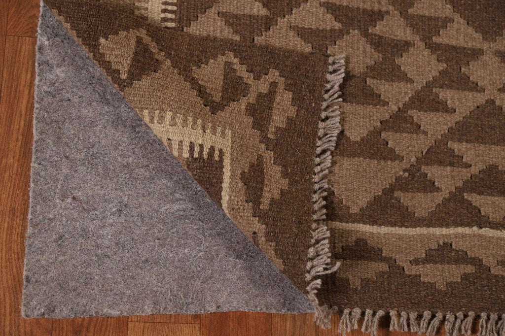 Brown Kilim Wool Area Rug 5x6