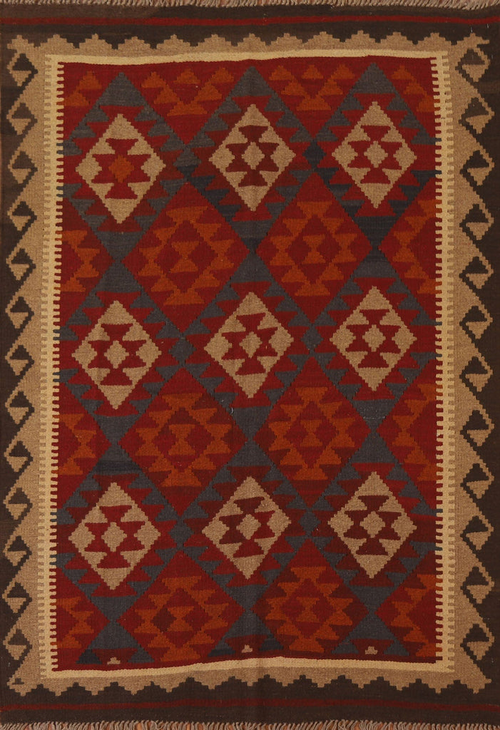 Hand-Woven Wool Kilim Oriental Area Rug 5x7