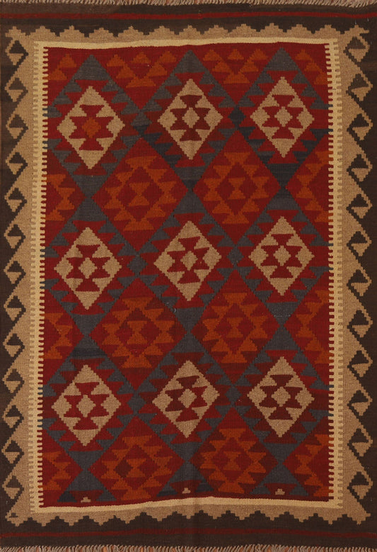 Hand-Woven Wool Kilim Oriental Area Rug 5x7