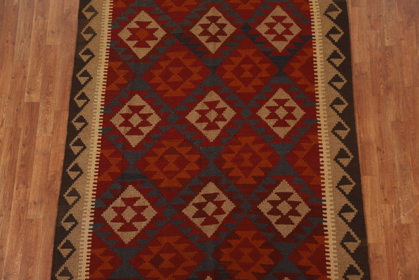 Hand-Woven Wool Kilim Oriental Area Rug 5x7