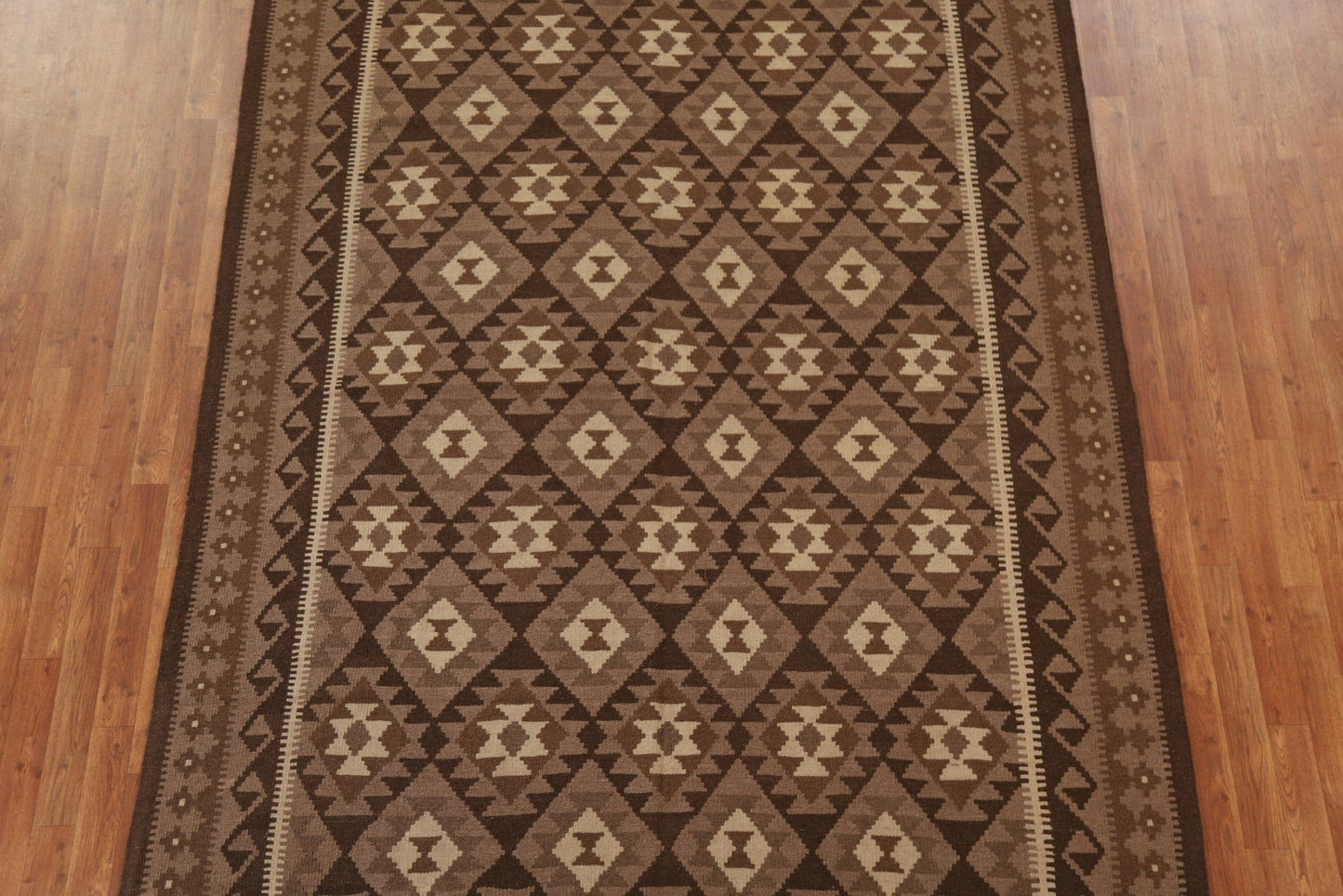 Brown Wool Kilim Oriental Area Rug 7x10