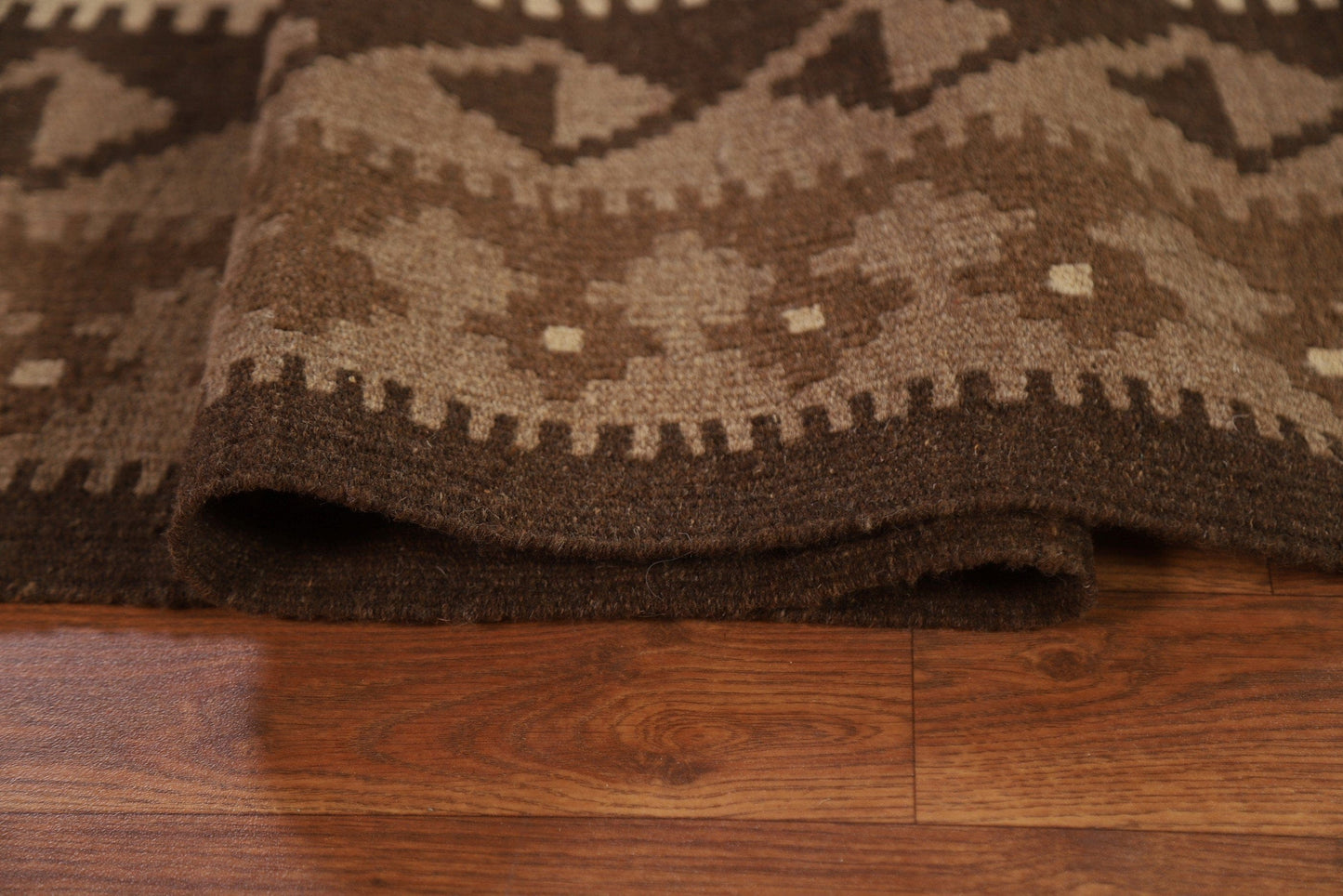 Brown Wool Kilim Oriental Area Rug 7x10