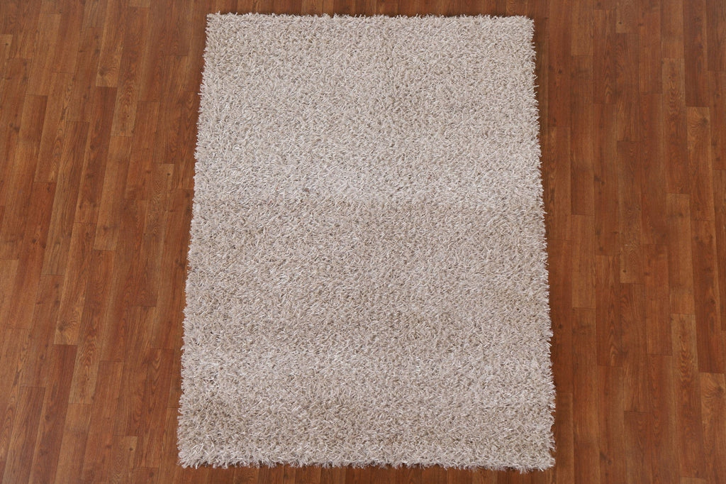 Ivory Shaggy Oriental Area Rug 4x6