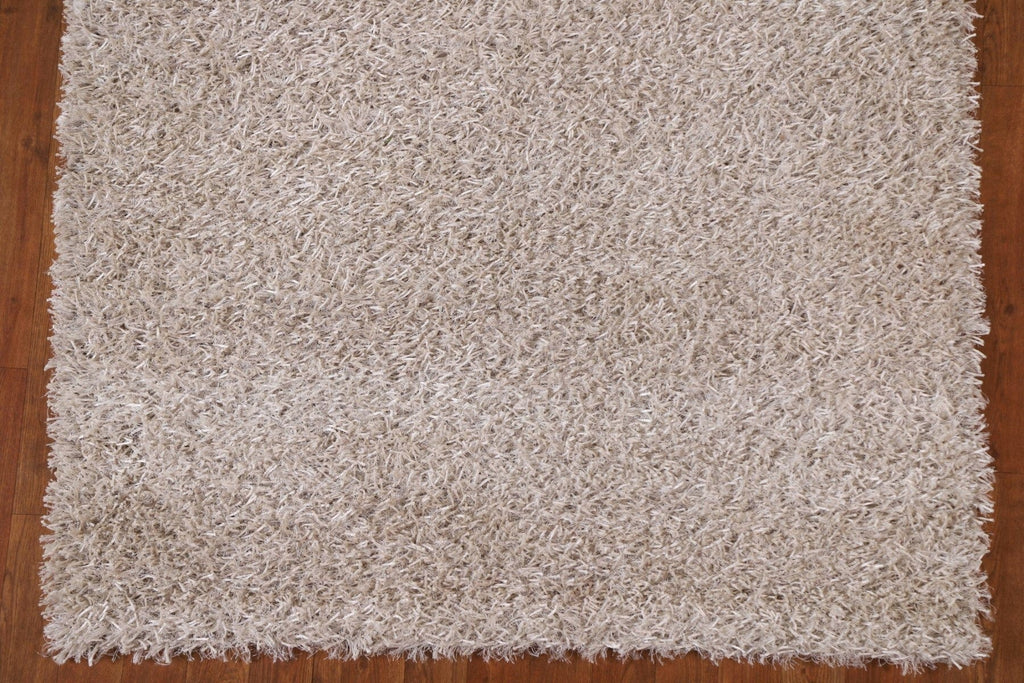 Ivory Shaggy Oriental Area Rug 4x6