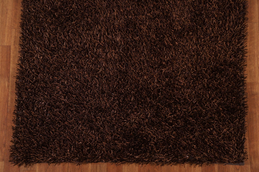 Dark Brown Shaggy Oriental Area Rug 4x6