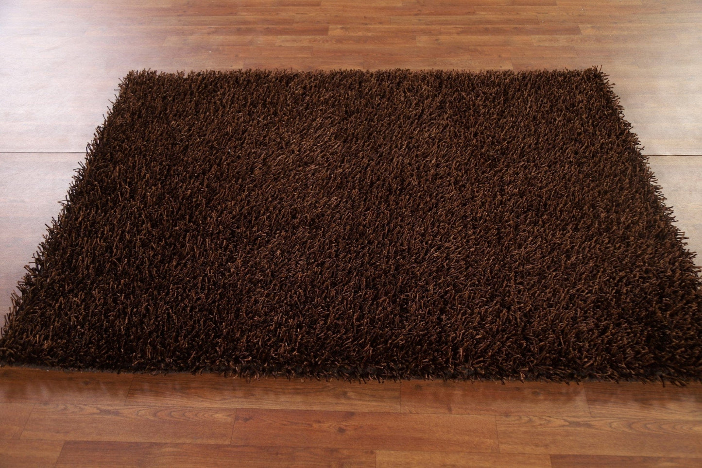 Dark Brown Shaggy Oriental Area Rug 4x6