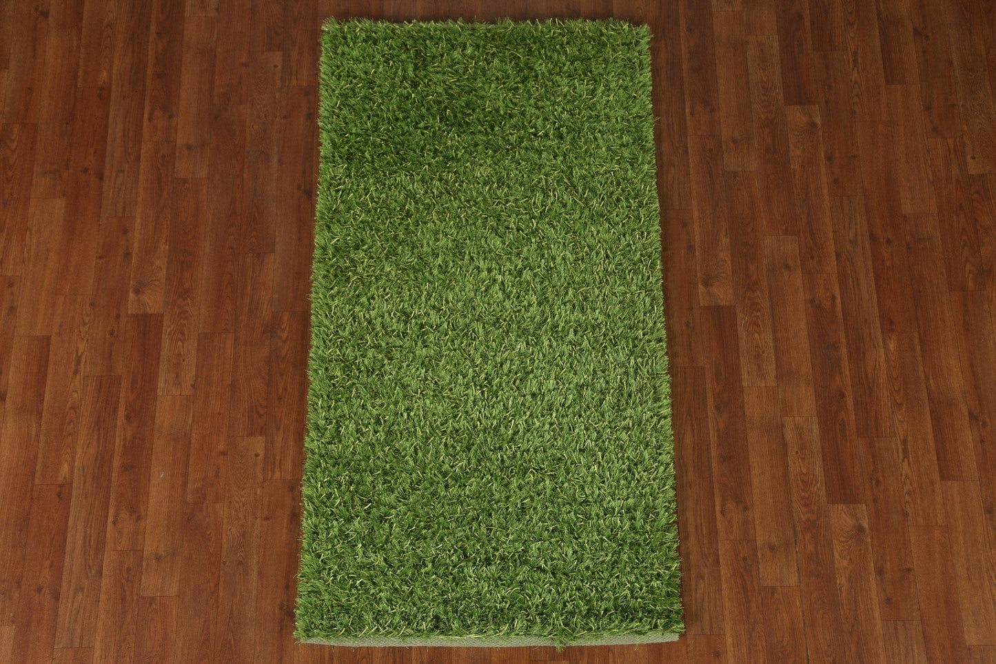 Green Shaggy Oriental Area Rug 3x5