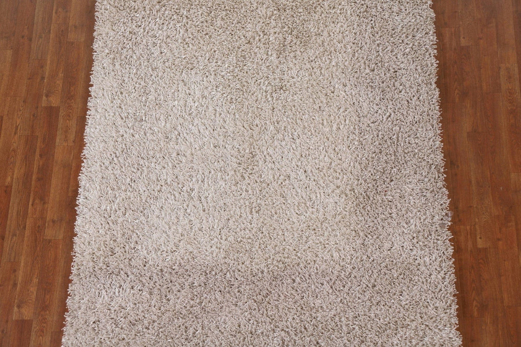 Ivory Shaggy Oriental Area Rug 5x8