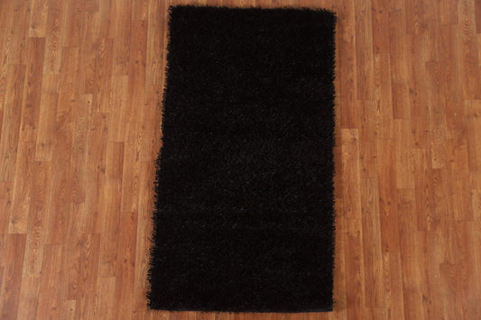 Black Shaggy Oriental Area Rug 3x5